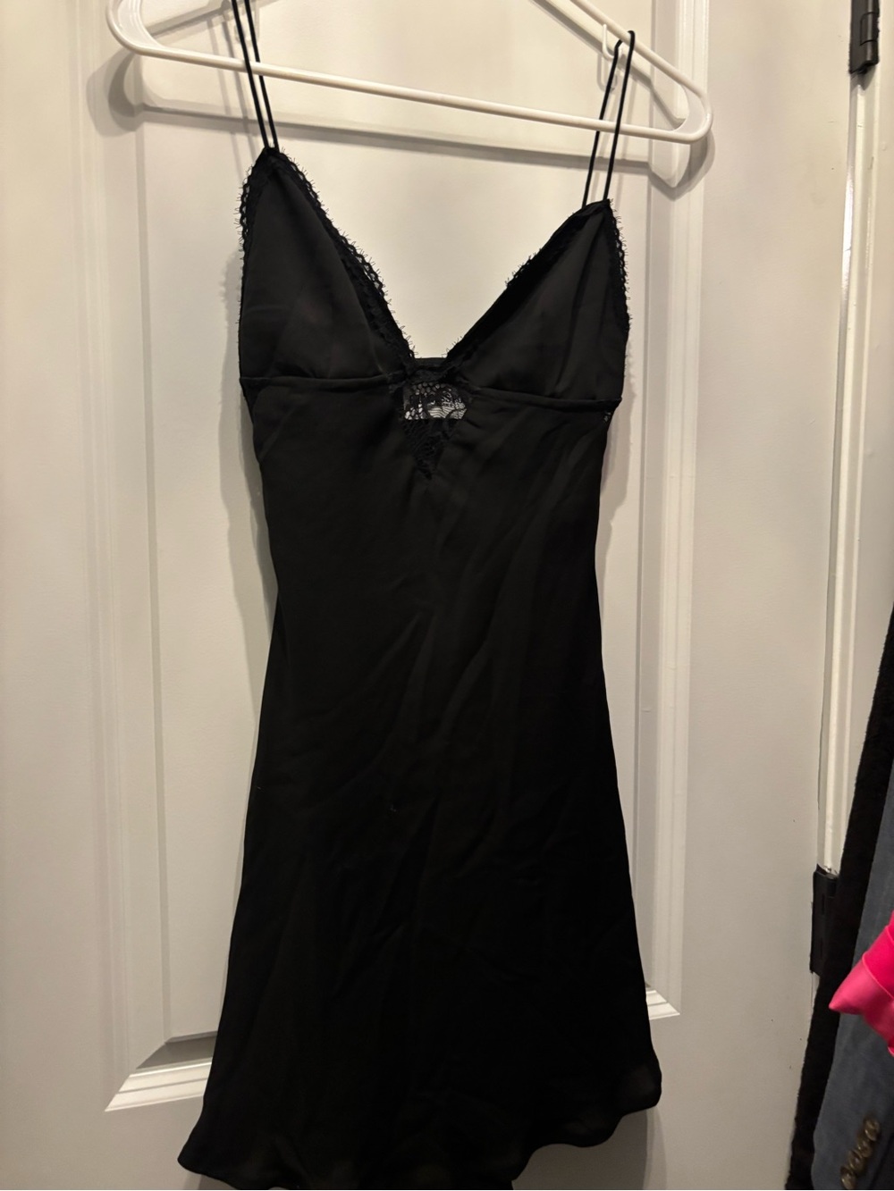 Princess Polly Black  Lace-Trim Slip Dress - size small / 4